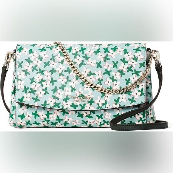 NWOT Kate Spade Laurel Way Floral Pop Print Aphrodite Green Crossbody Designer - Picture 1 of 16
